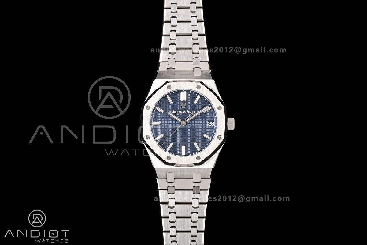 Royal Oak 15500 SS OCTA 1:1 Best Edition Blue Dial on SS Bracelet JH4302 Super Clone (Free Sprung)